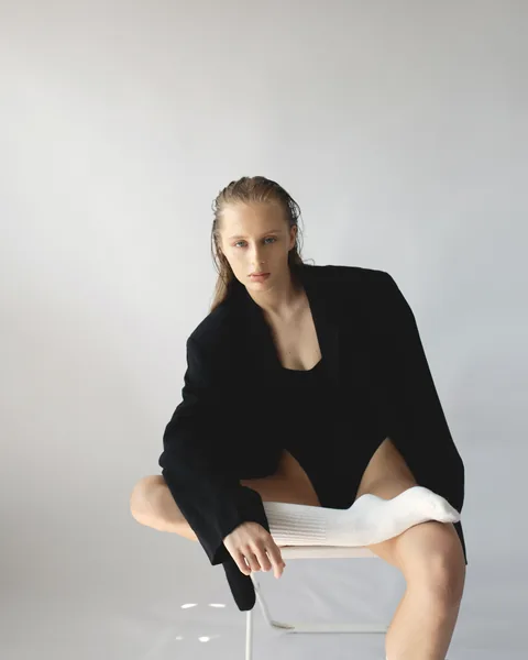 Karolina Juza — studio test on a grey backdrop